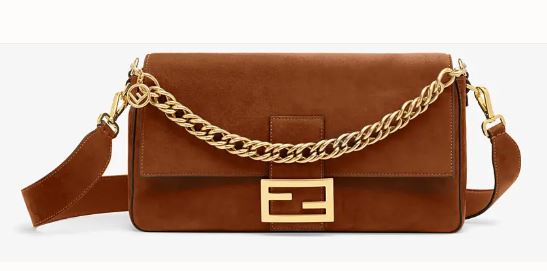 fendi brown suede baguette