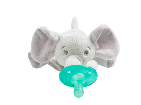 Soothie Snuggle Pacifier Holder with Detachable Pacifier, Elephant