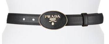 Black prada leather belt