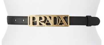 prada gold buckle leather belt