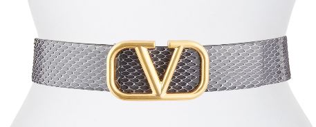 valentino python leather belt gray